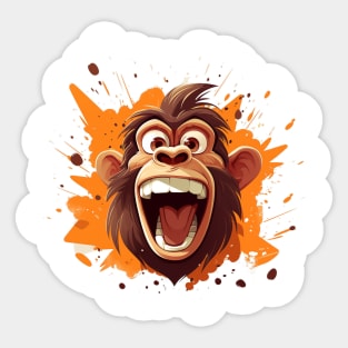 crazy cartoon screaming monkey Sticker